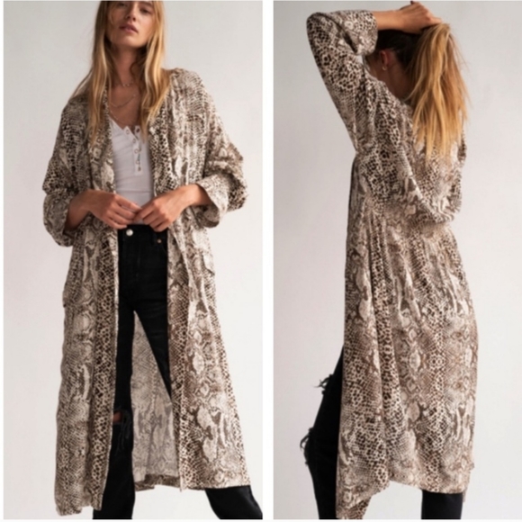 Free People Jackets & Blazers - Free People Snake Print Cardigan Duster